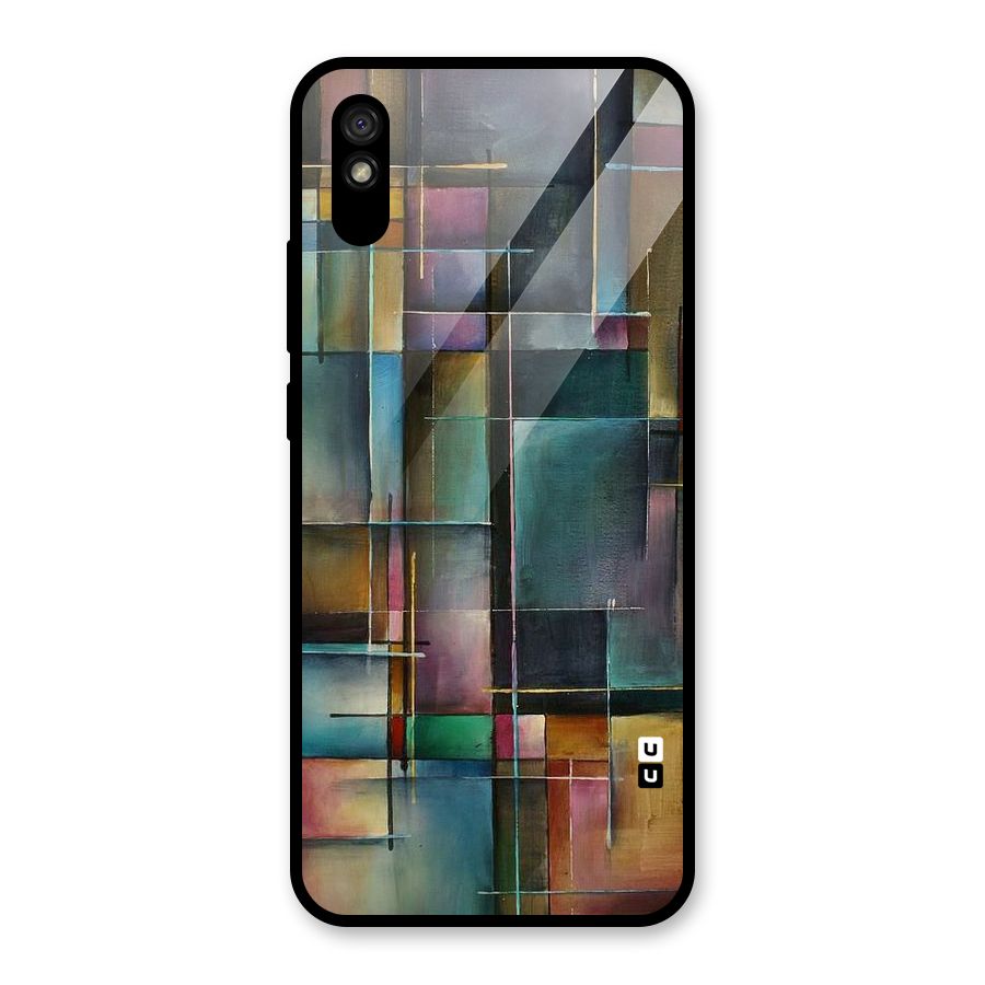 Dark Square Shapes Glass Back Case for Redmi 9A