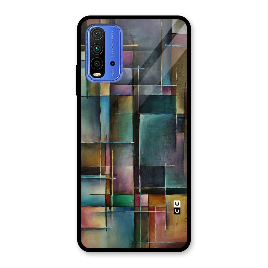 Dark Square Shapes Glass Back Case for Redmi 9 Power