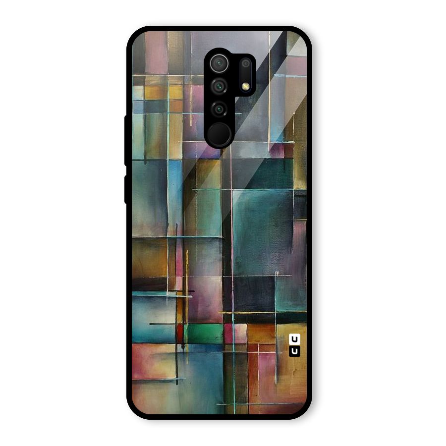 Dark Square Shapes Glass Back Case for Redmi 9 Prime