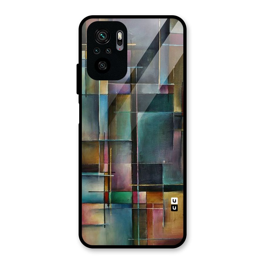Dark Square Shapes Glass Back Case for Redmi Note 10S