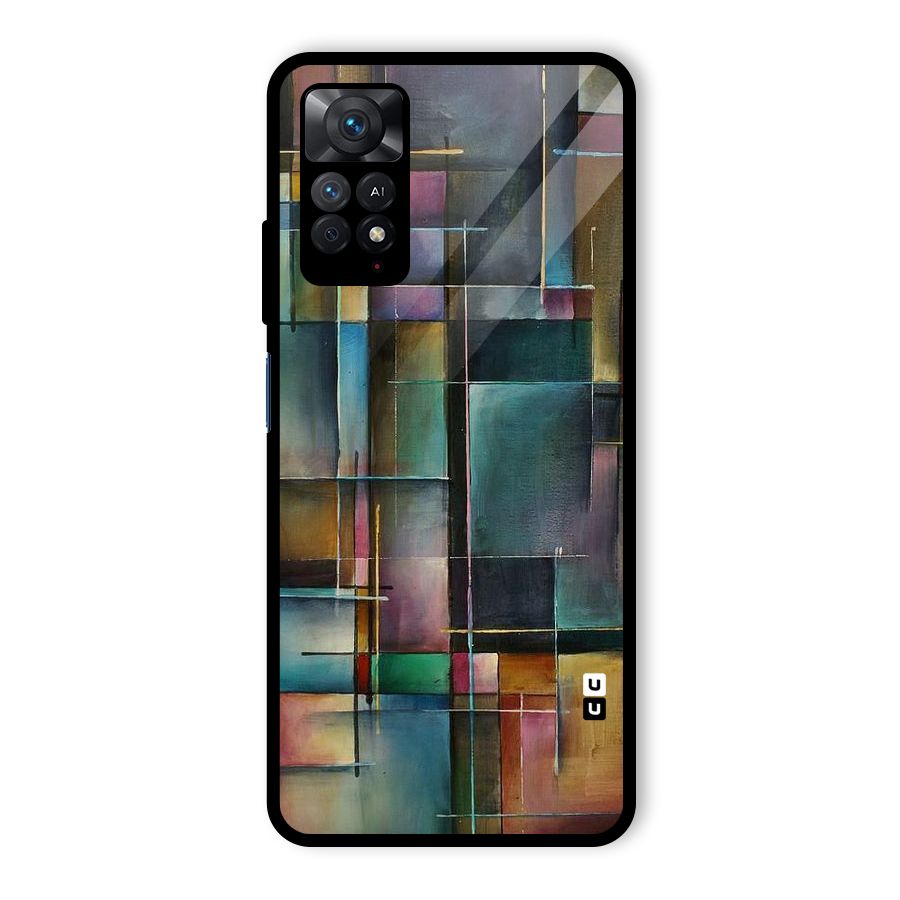 Dark Square Shapes Glass Back Case for Redmi Note 11 Pro