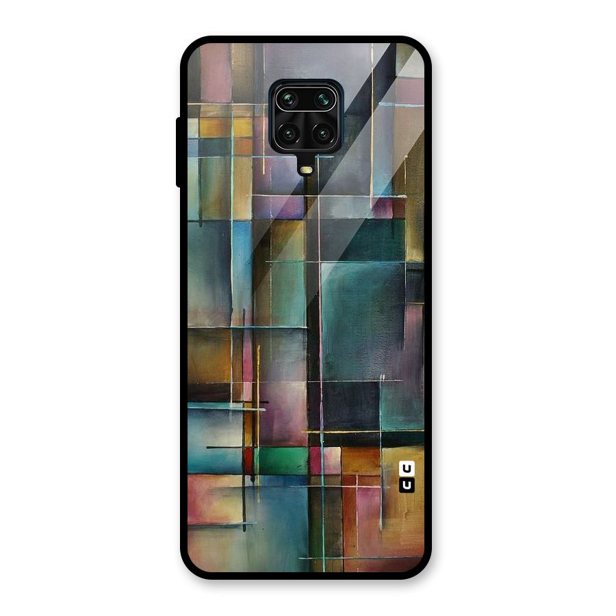 Dark Square Shapes Glass Back Case for Redmi Note 9 Pro