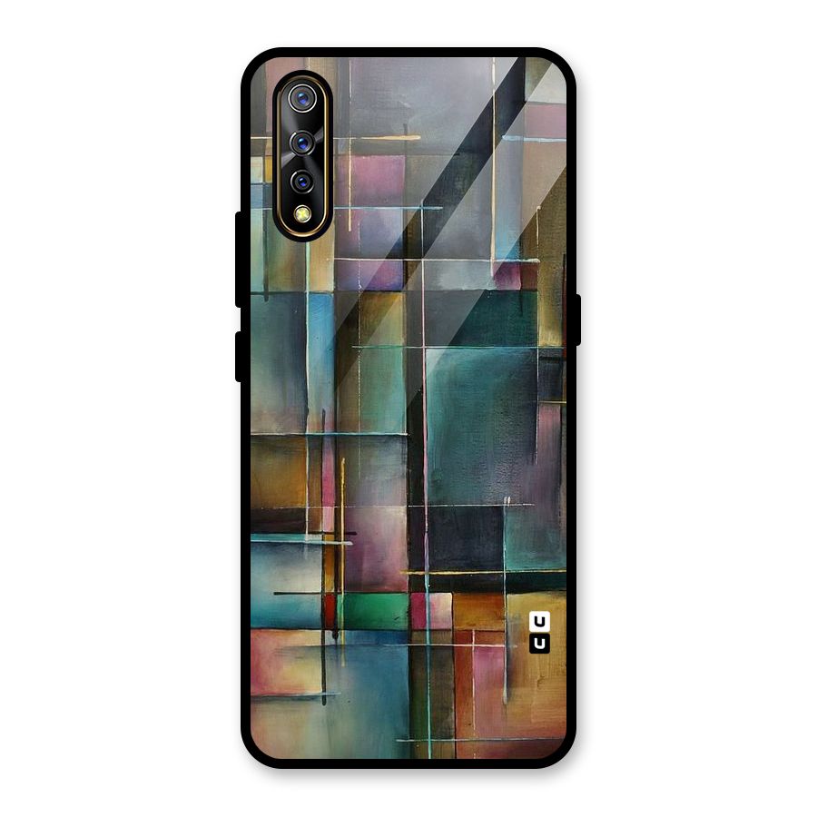 Dark Square Shapes Glass Back Case for Vivo S1