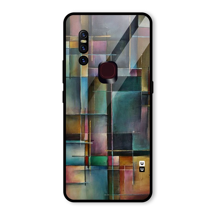 Dark Square Shapes Glass Back Case for Vivo V15