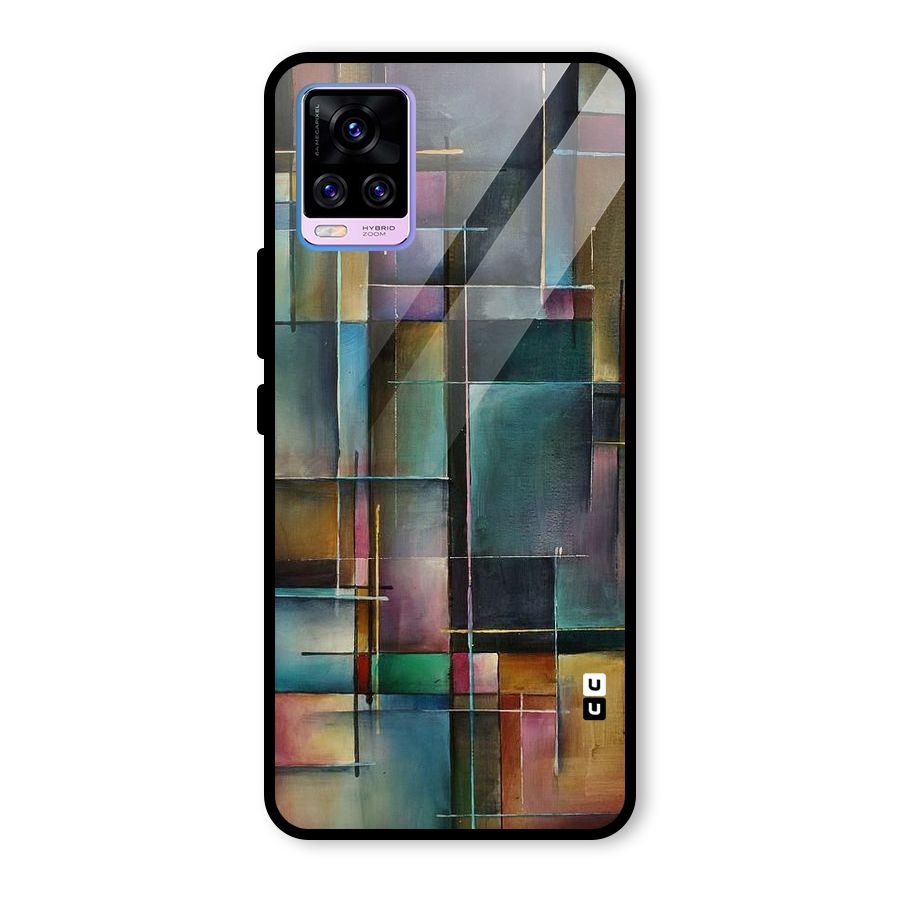 Dark Square Shapes Glass Back Case for Vivo V20 Pro