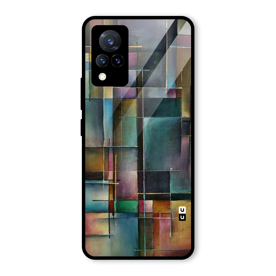 Dark Square Shapes Glass Back Case for Vivo V21 5G