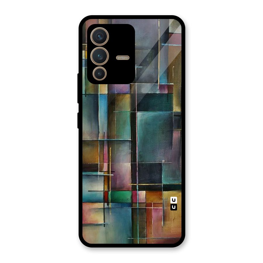 Dark Square Shapes Glass Back Case for Vivo V23 5G