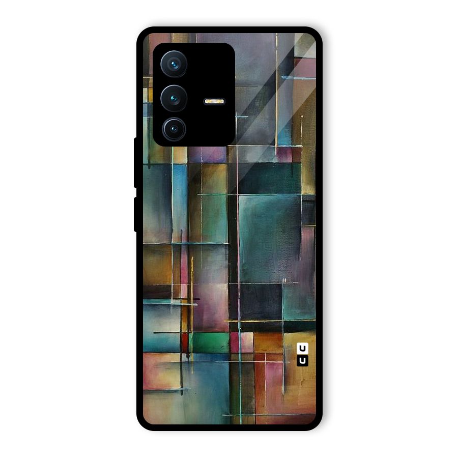 Dark Square Shapes Glass Back Case for Vivo V23 Pro