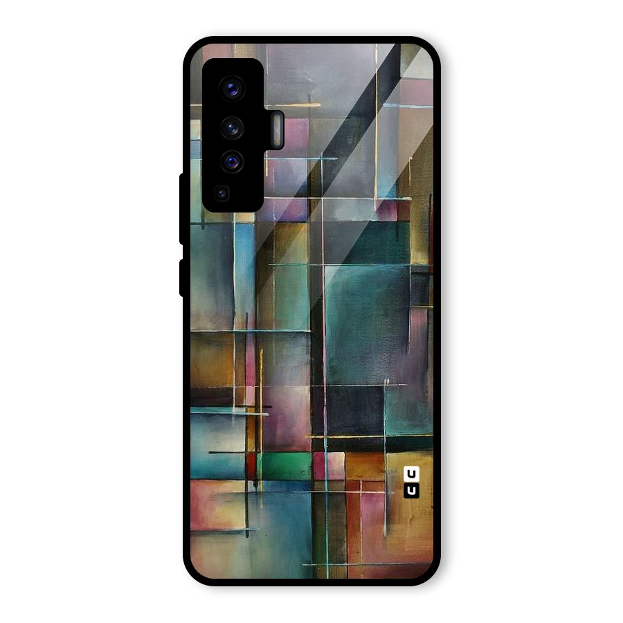 Dark Square Shapes Glass Back Case for Vivo X50