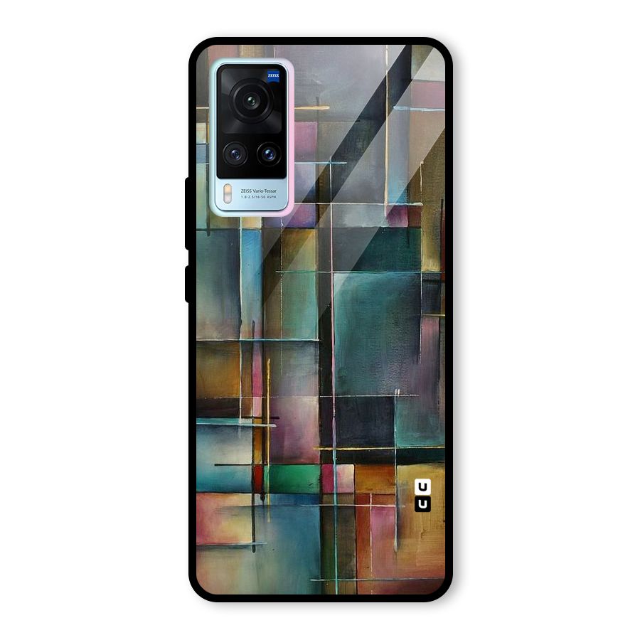 Dark Square Shapes Glass Back Case for Vivo X60