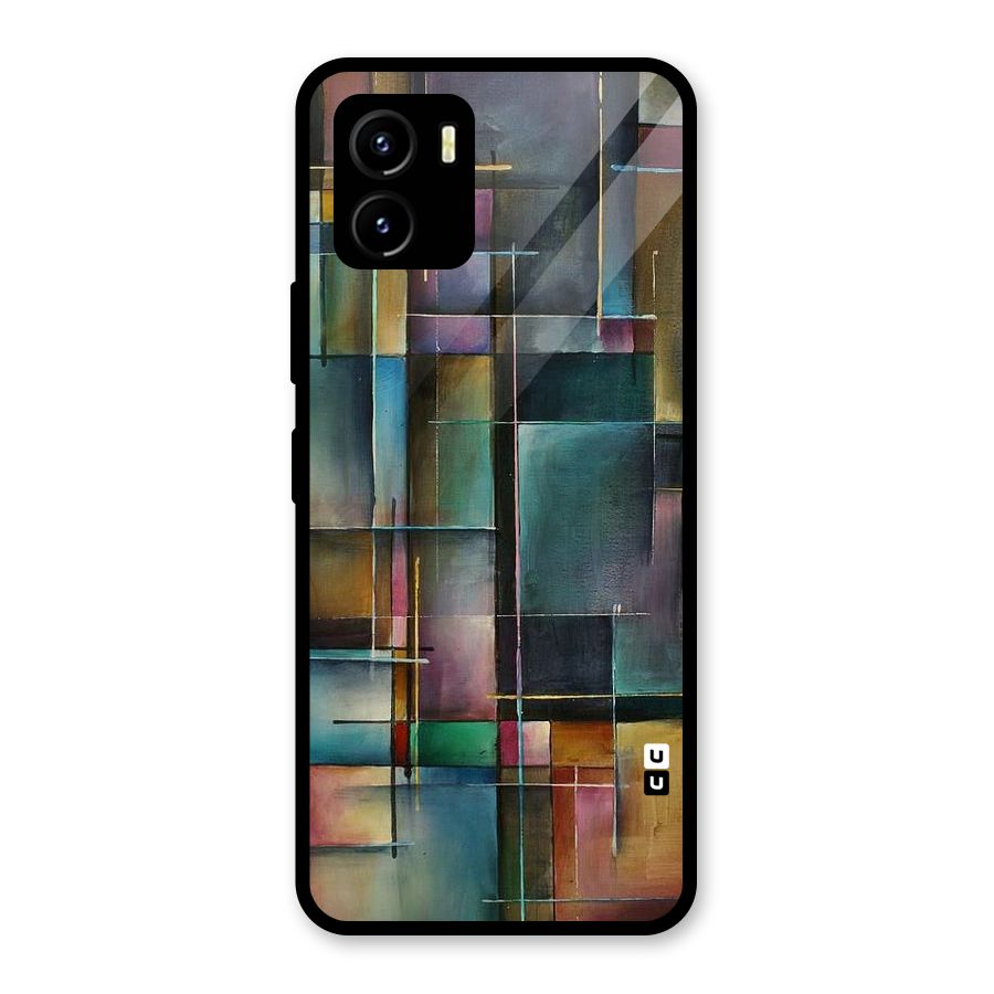 Dark Square Shapes Glass Back Case for Vivo Y15s