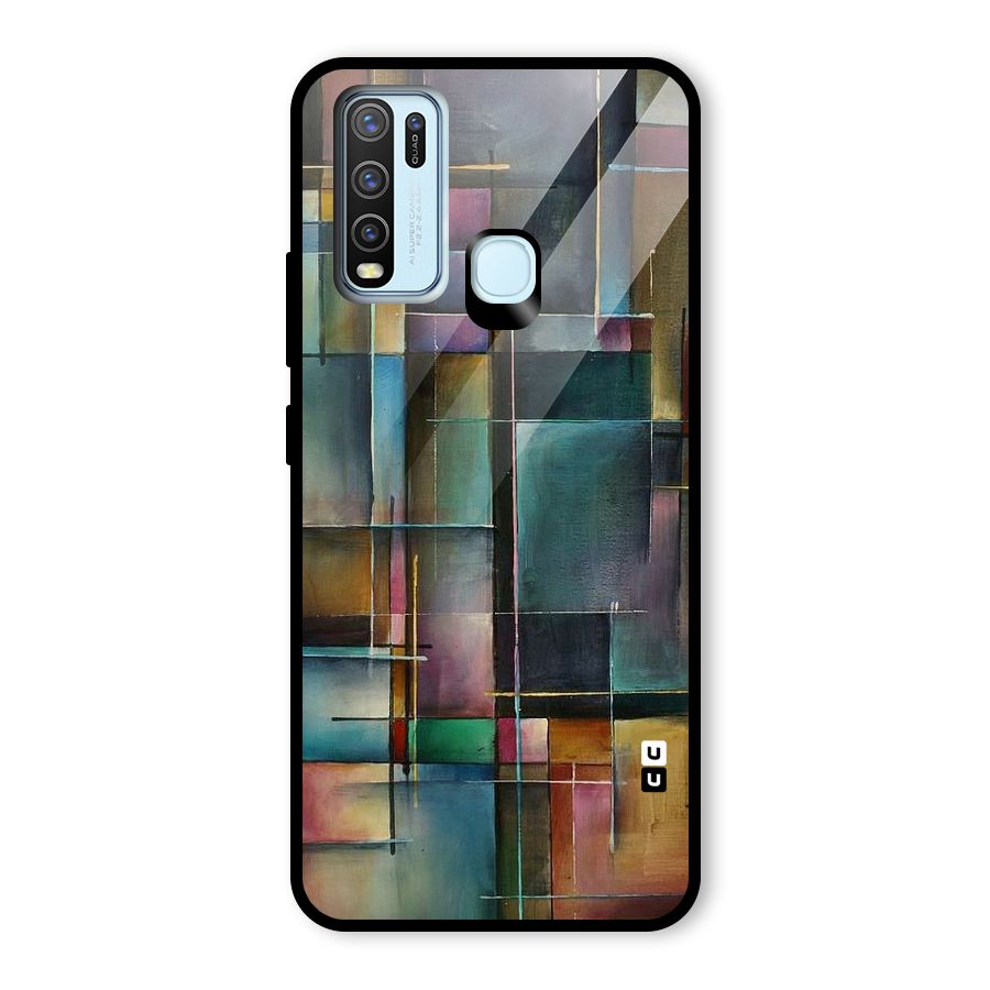 Dark Square Shapes Glass Back Case for Vivo Y30