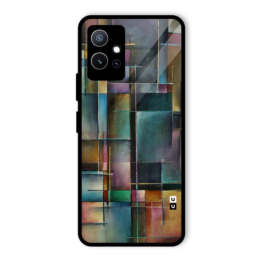 Dark Square Shapes Glass Back Case for Vivo Y75 5G