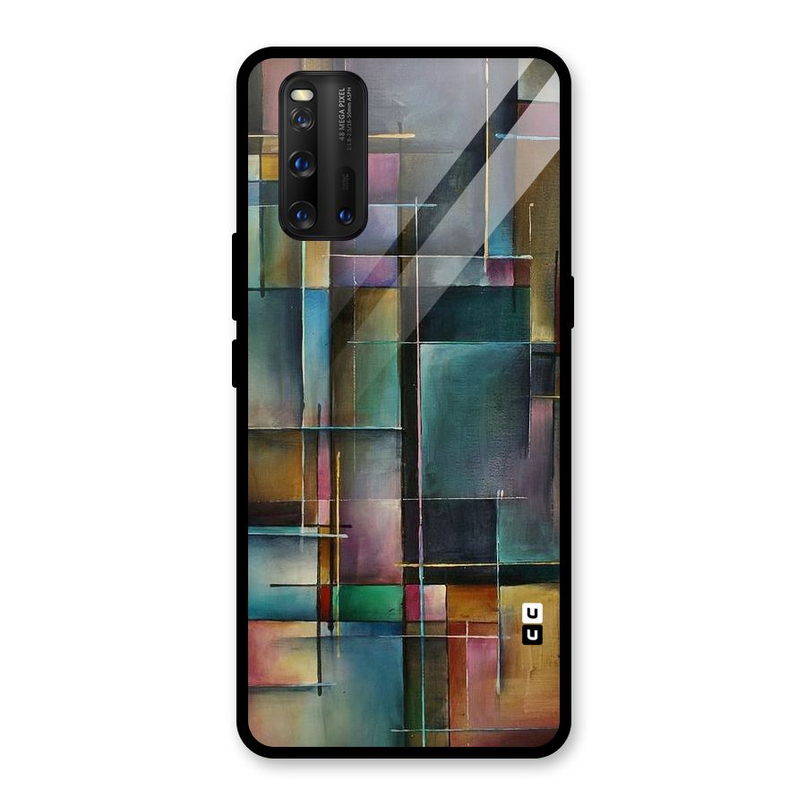 Dark Square Shapes Glass Back Case for Vivo iQOO 3
