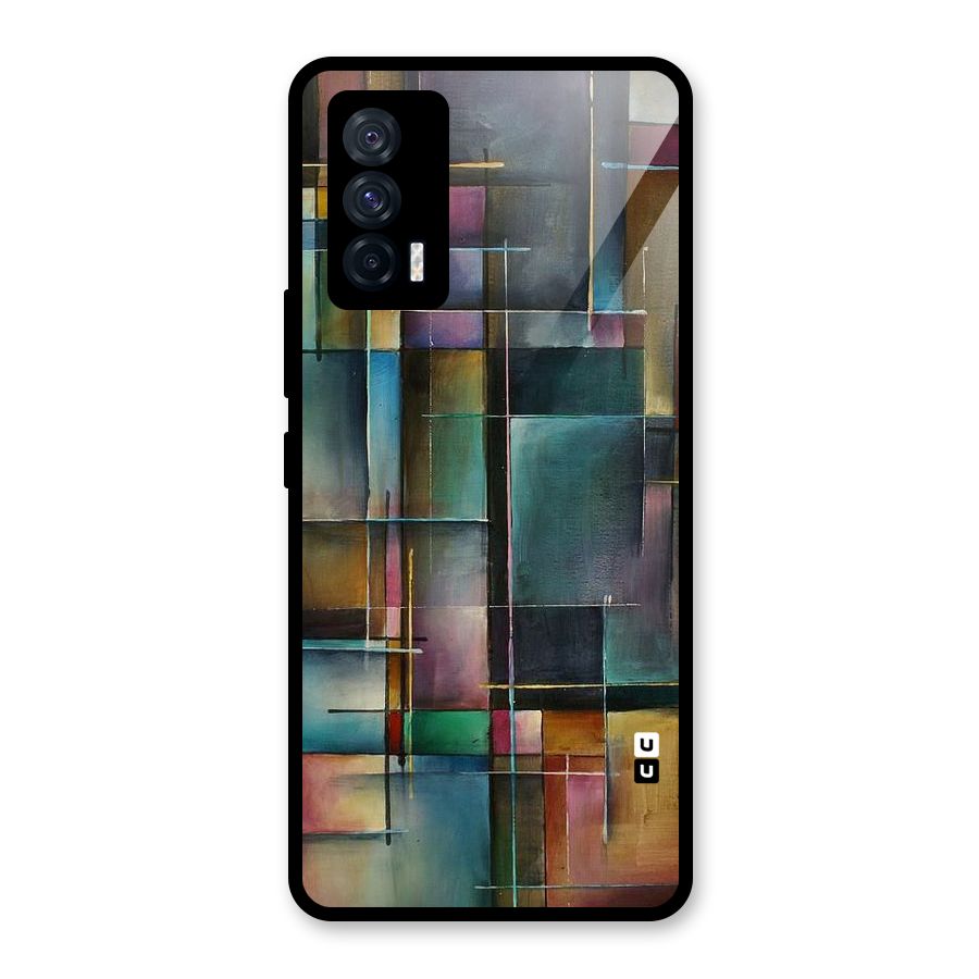 Dark Square Shapes Glass Back Case for Vivo iQOO 7 5G