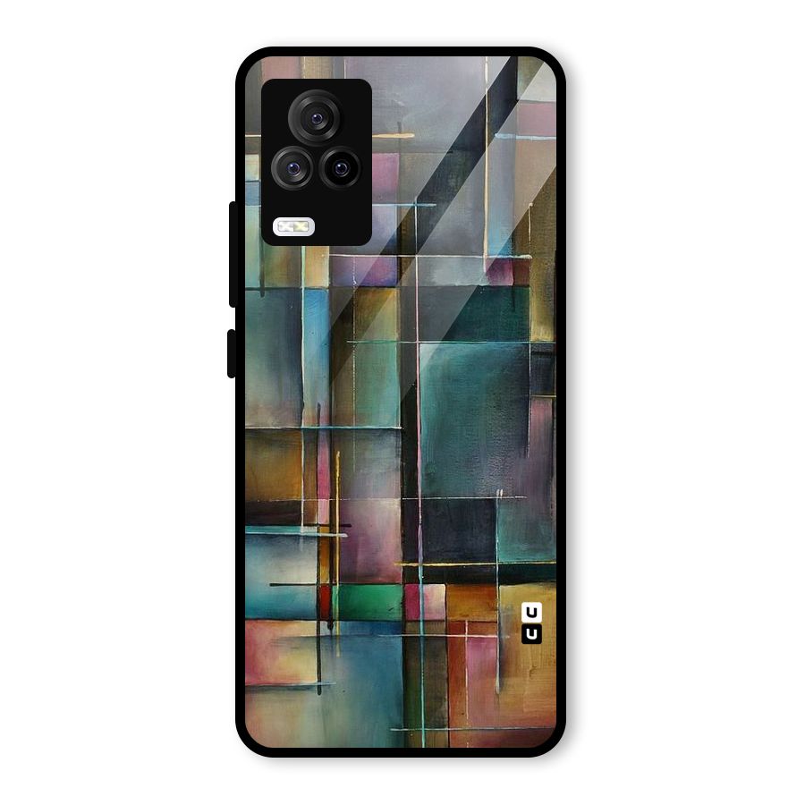 Dark Square Shapes Glass Back Case for Vivo iQOO 7 Legend 5G