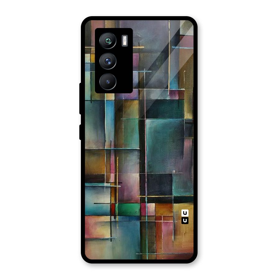 Dark Square Shapes Glass Back Case for Vivo iQOO 9 SE