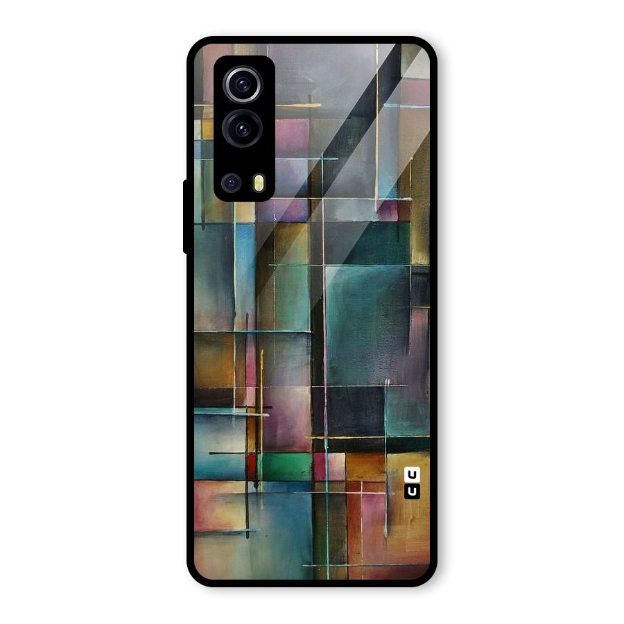 Dark Square Shapes Glass Back Case for Vivo iQOO Z3