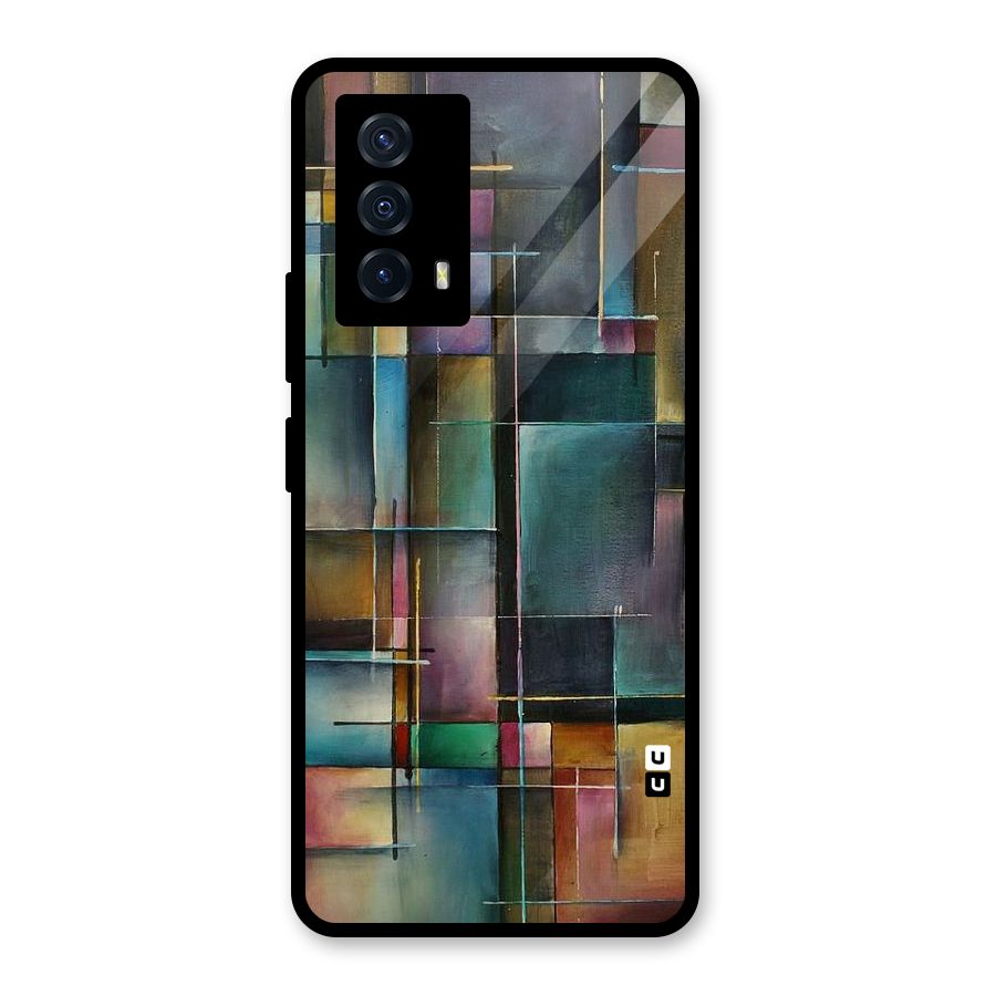 Dark Square Shapes Glass Back Case for Vivo iQOO Z5