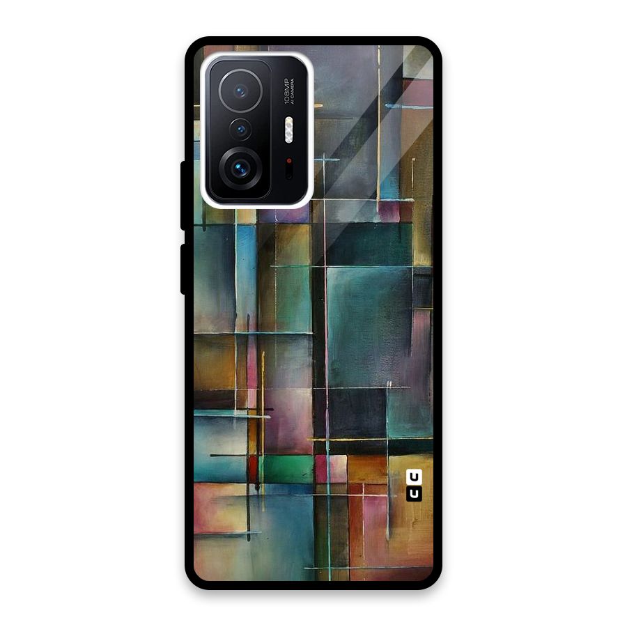 Dark Square Shapes Glass Back Case for Xiaomi 11T Pro