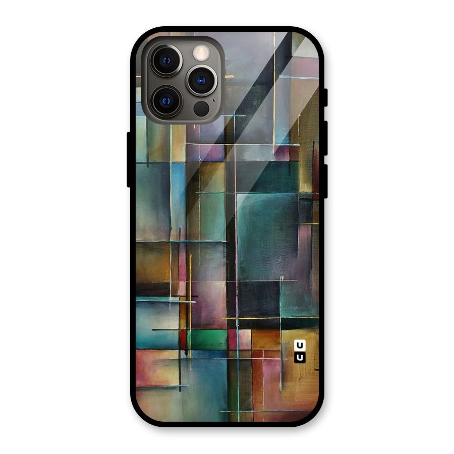 Dark Square Shapes Glass Back Case for iPhone 12 Pro