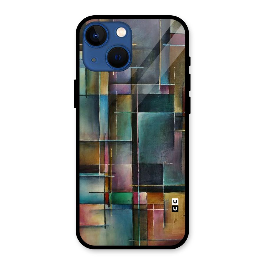 Dark Square Shapes Glass Back Case for iPhone 13 Mini