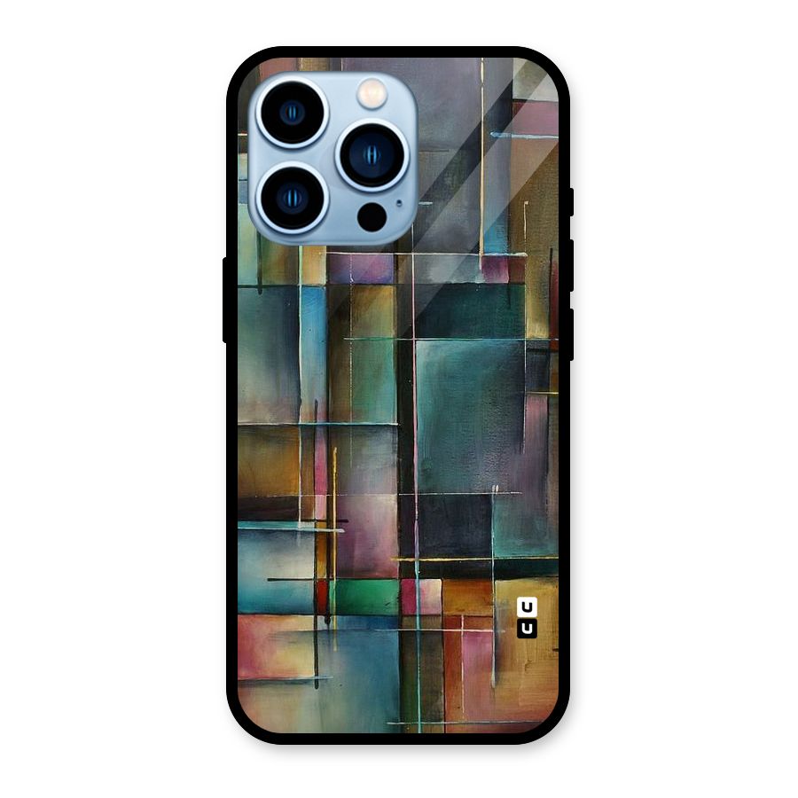 Dark Square Shapes Glass Back Case for iPhone 13 Pro