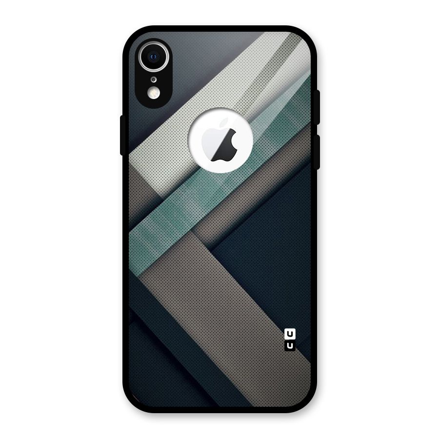 Dark Stripes Glass Back Case for iPhone XR Logo Cut