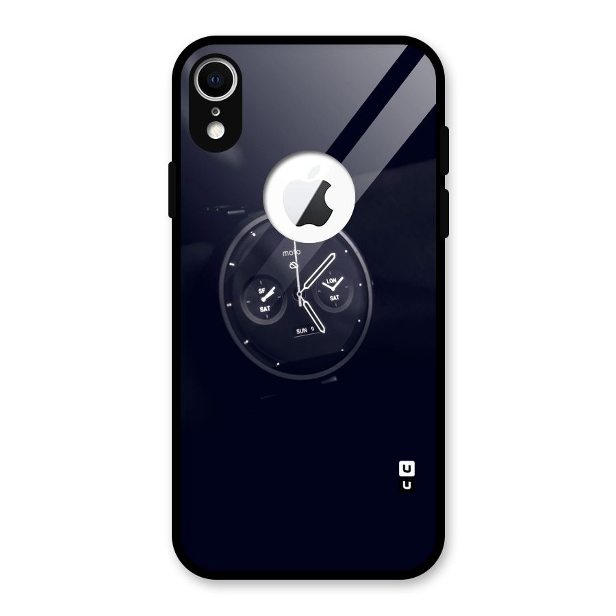Dark Watch Glass Back Case for iPhone XR Logo Cut
