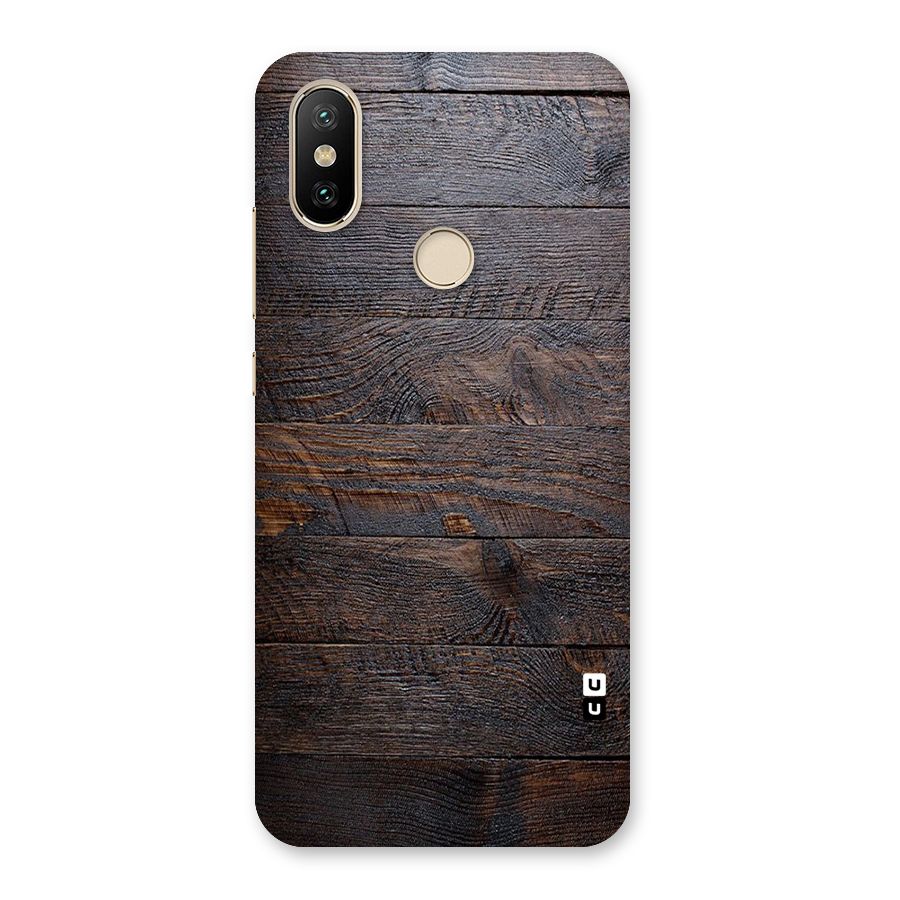 Dark Wood Printed Back Case for Mi A2