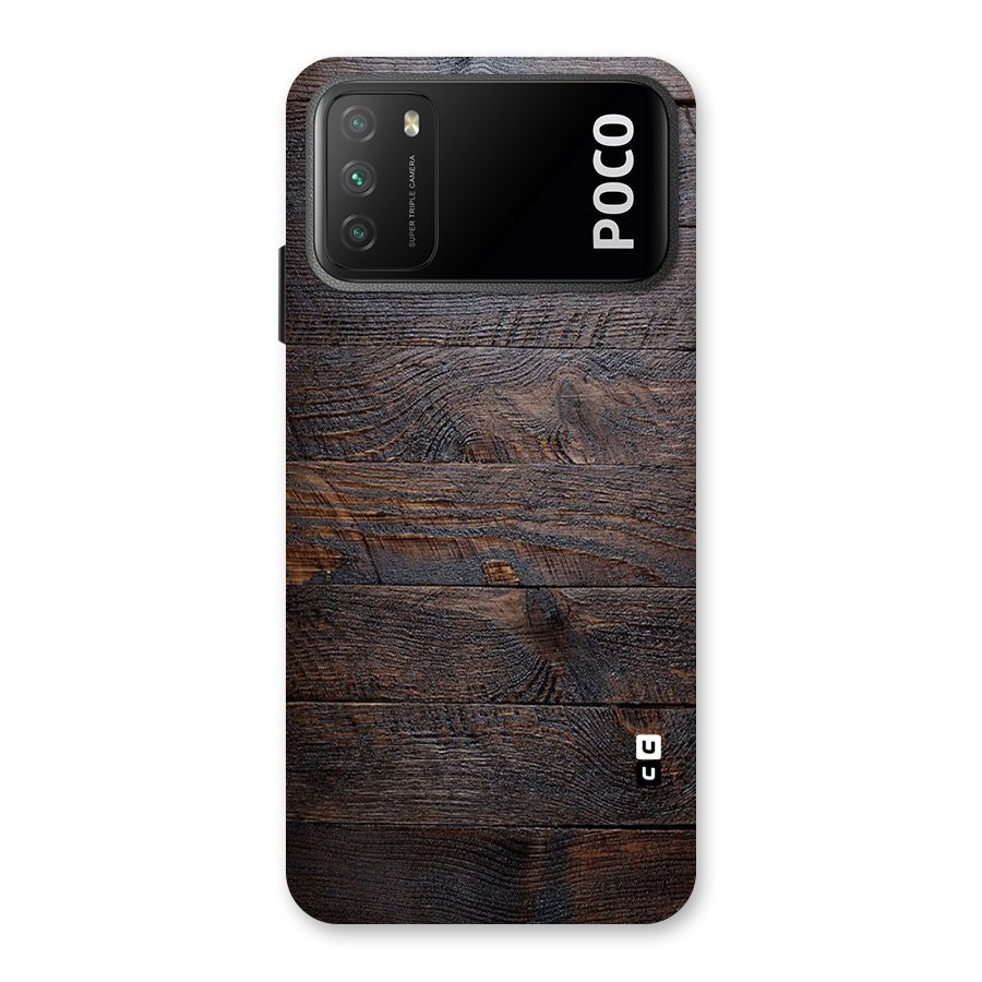 Dark Wood Printed Back Case for Poco M3