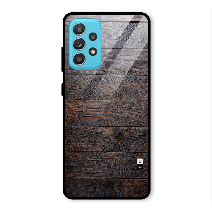 Dark Wood Printed Glass Back Case for Galaxy A52