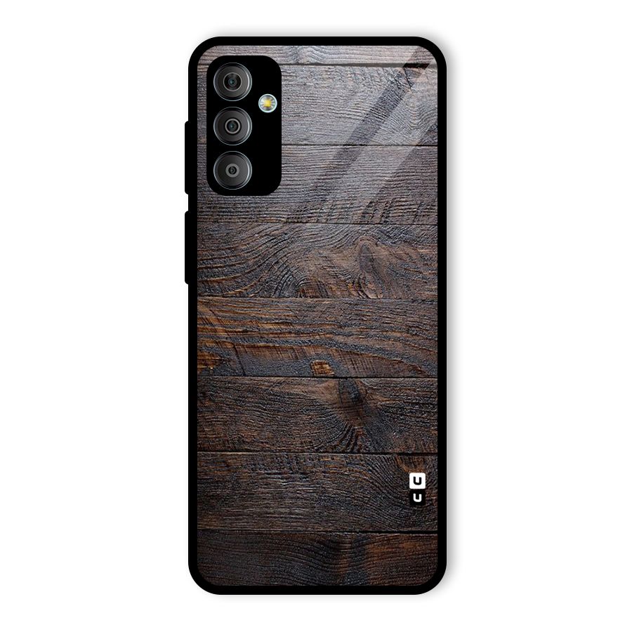 Dark Wood Printed Glass Back Case for Galaxy F23