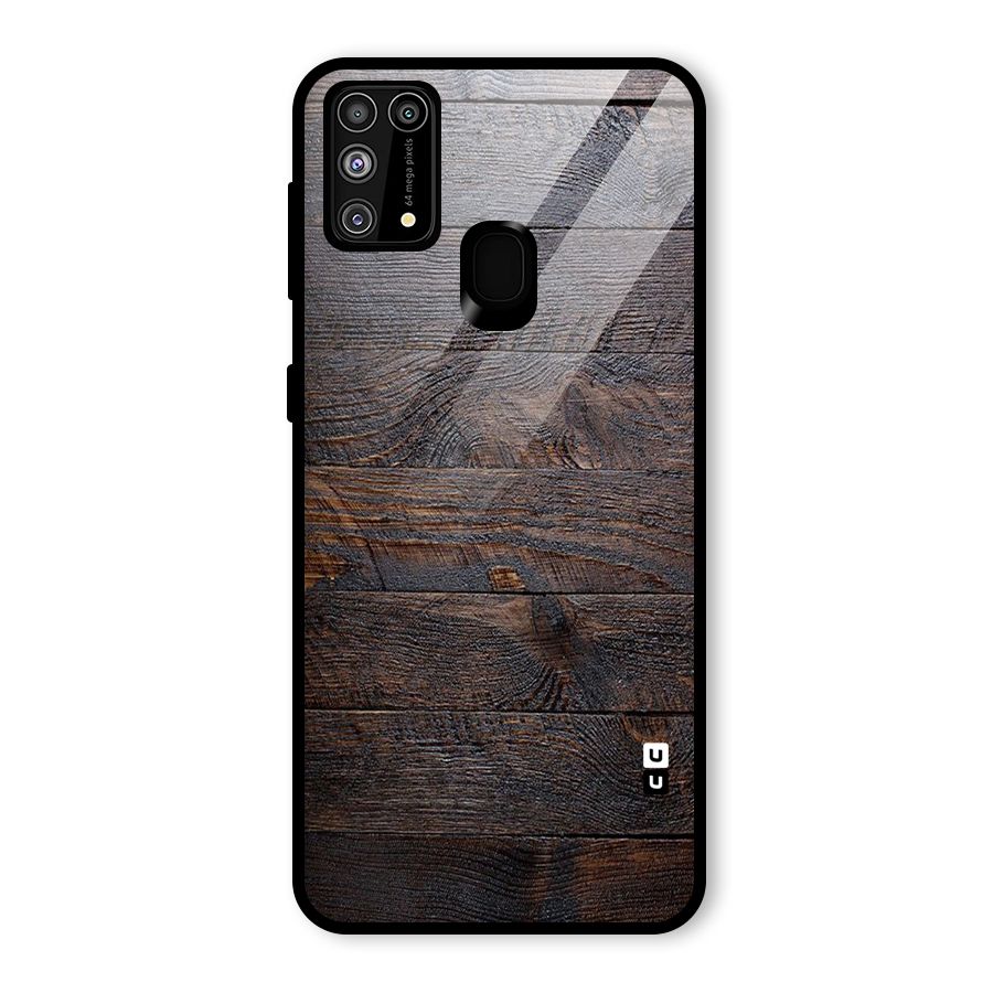 Dark Wood Printed Glass Back Case for Galaxy F41