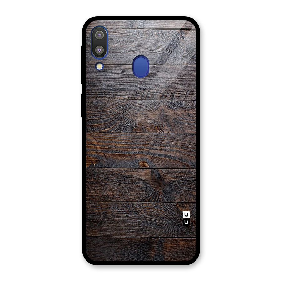 Dark Wood Printed Glass Back Case for Galaxy M20