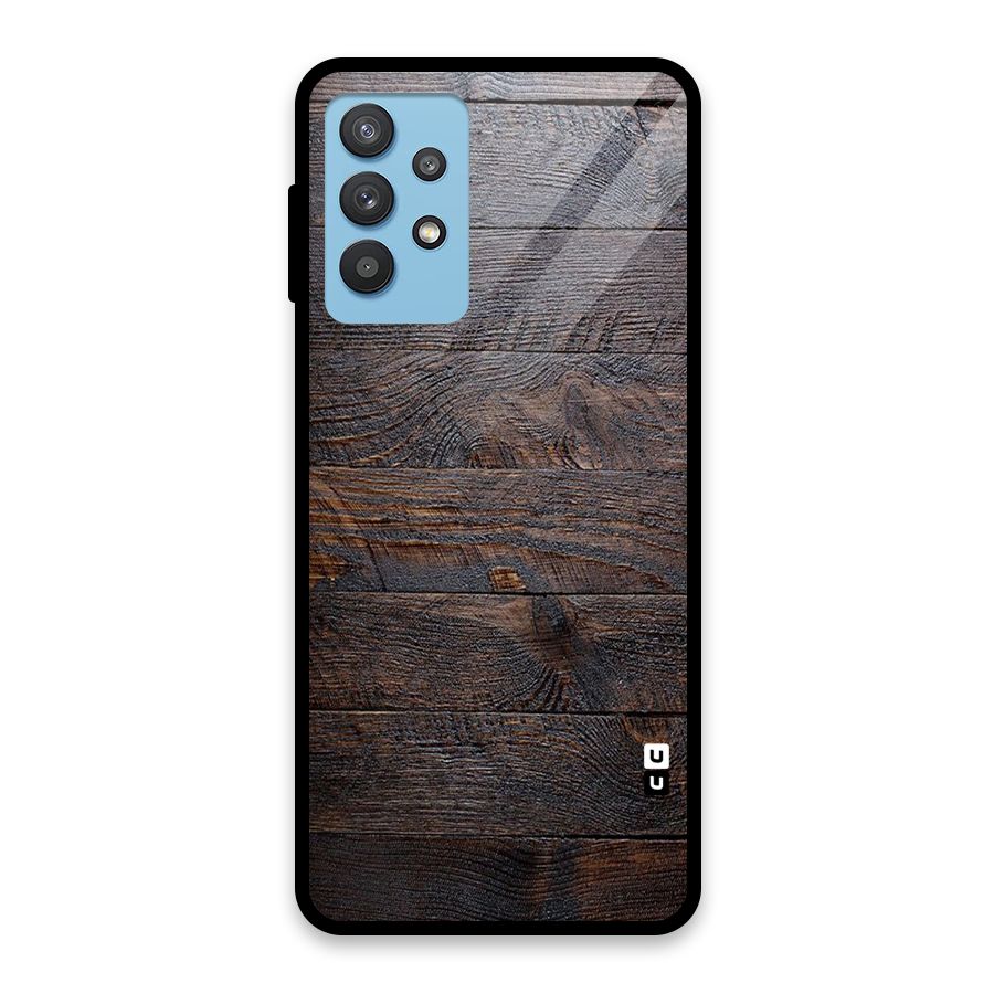 Dark Wood Printed Glass Back Case for Galaxy M32 5G