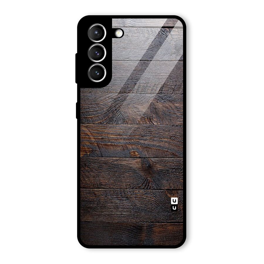 Dark Wood Printed Glass Back Case for Galaxy S21 5G