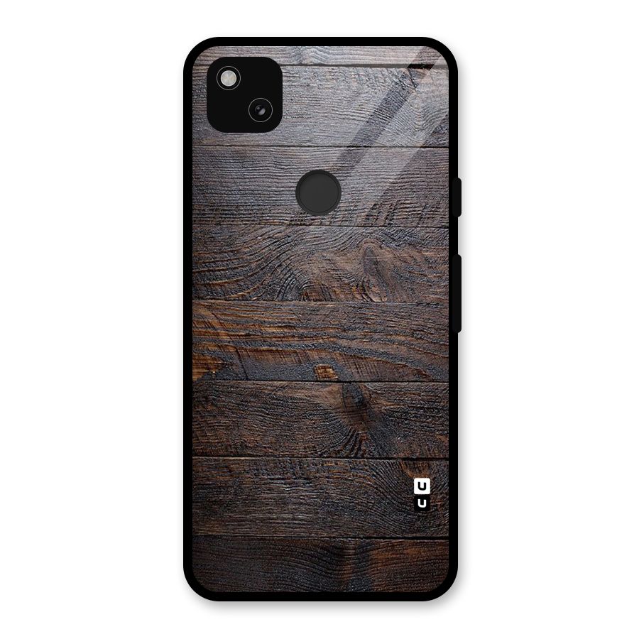 Dark Wood Printed Glass Back Case for Google Pixel 4a