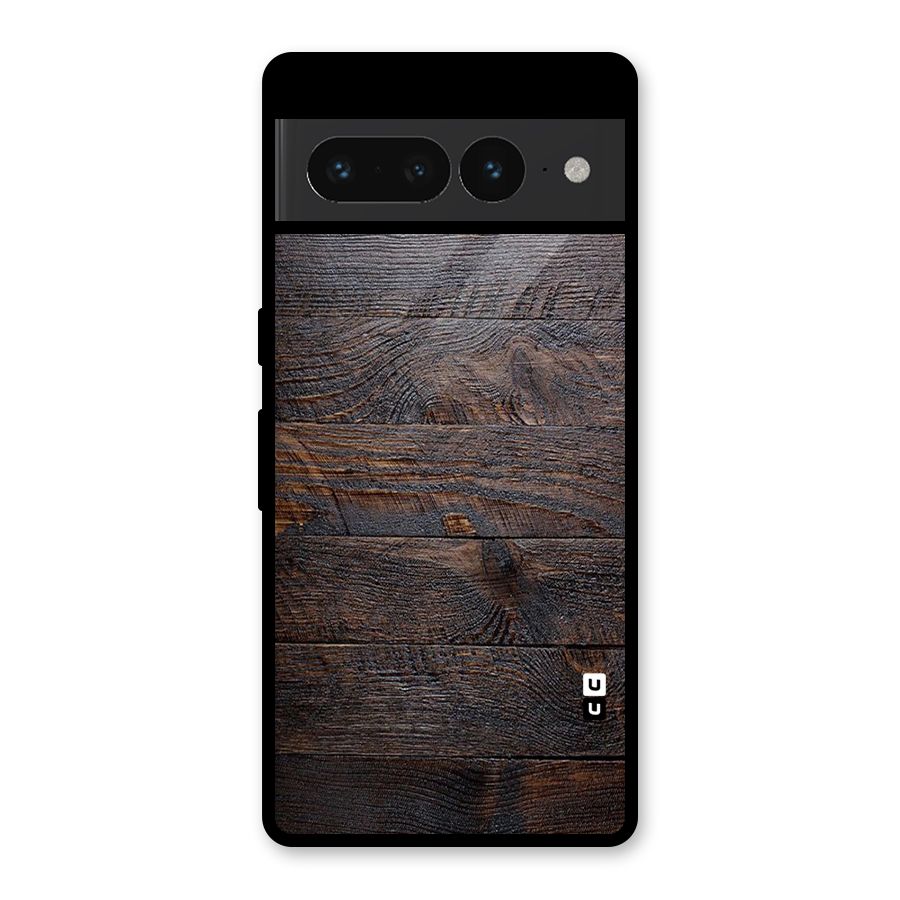 Dark Wood Printed Glass Back Case for Google Pixel 7 Pro