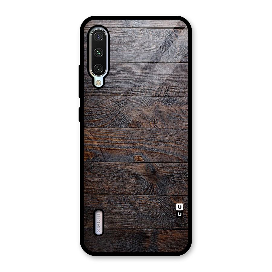 Dark Wood Printed Glass Back Case for Mi A3