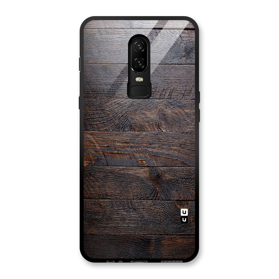 Dark Wood Printed Glass Back Case for OnePlus 6