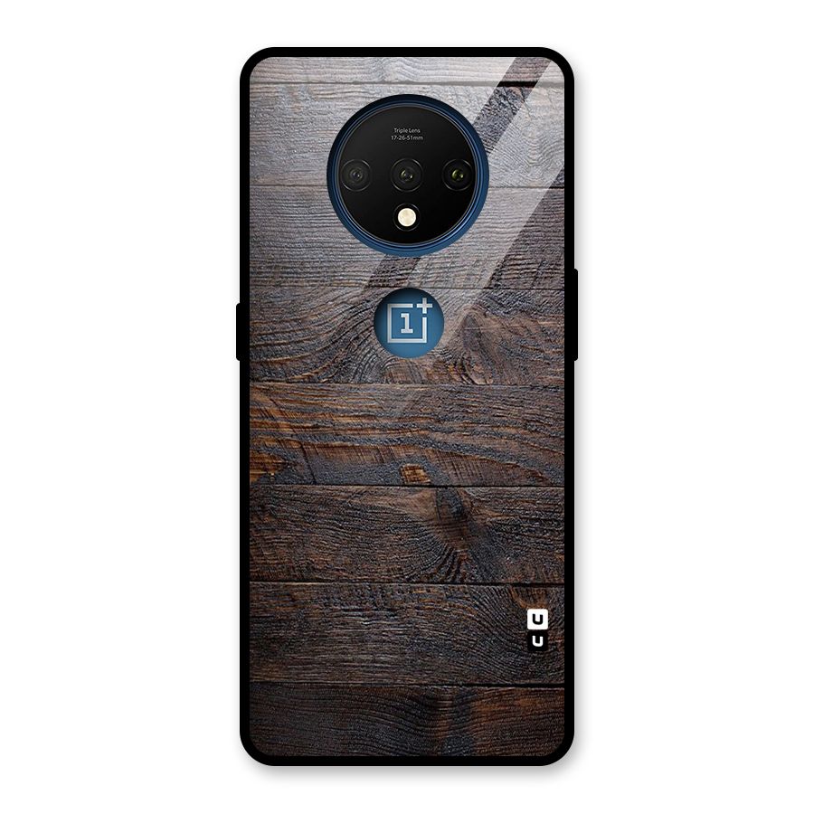Dark Wood Printed Glass Back Case for OnePlus 7T