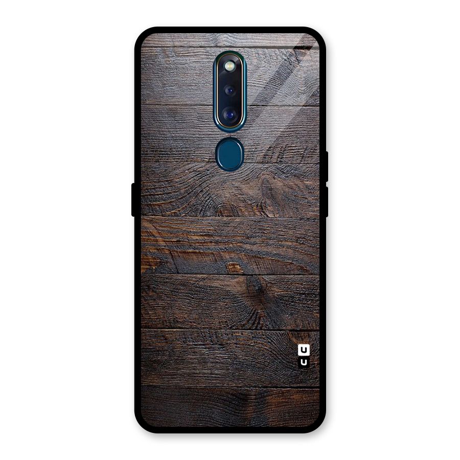 Dark Wood Printed Glass Back Case for Oppo F11 Pro
