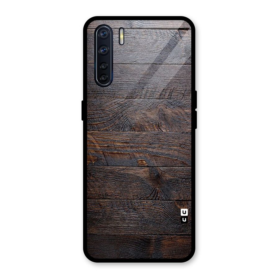 Dark Wood Printed Glass Back Case for Oppo F15