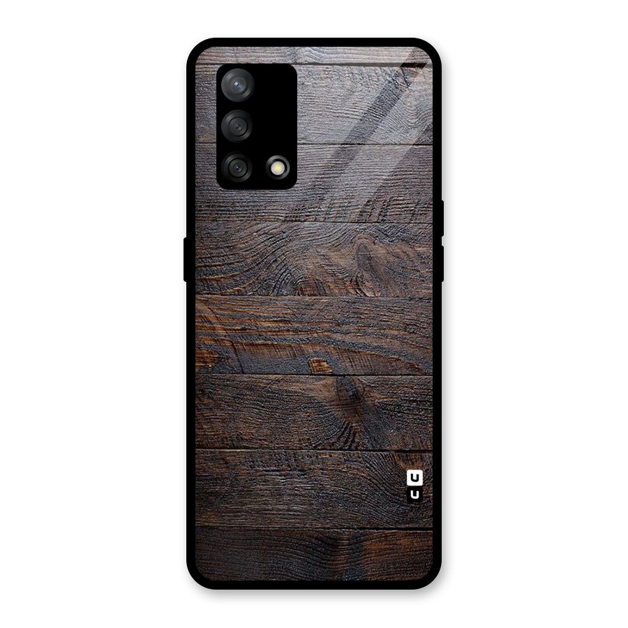 Dark Wood Printed Glass Back Case for Oppo F19