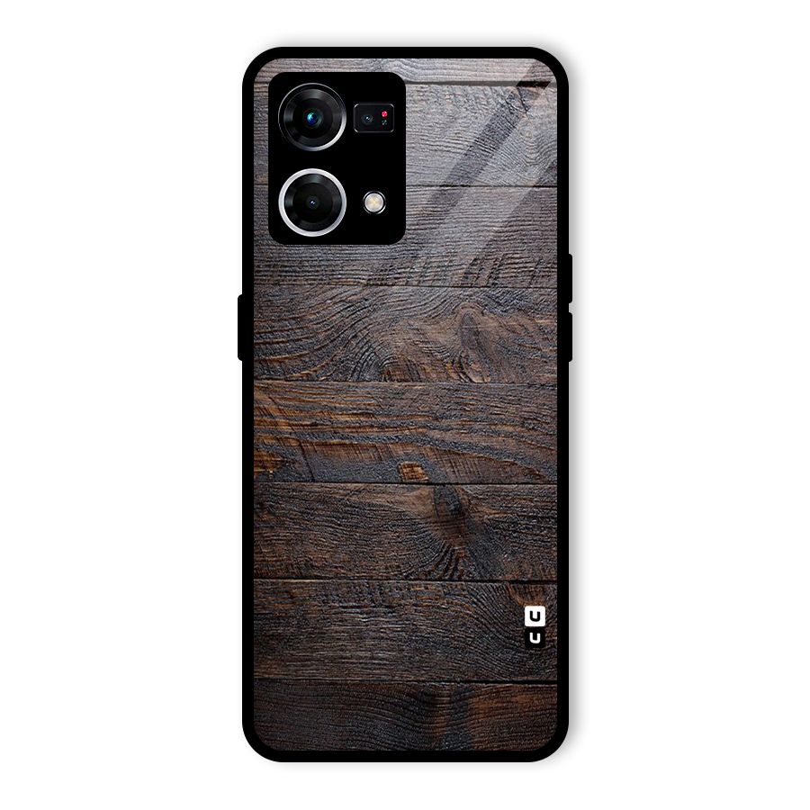 Dark Wood Printed Glass Back Case for Oppo F21 Pro 4G