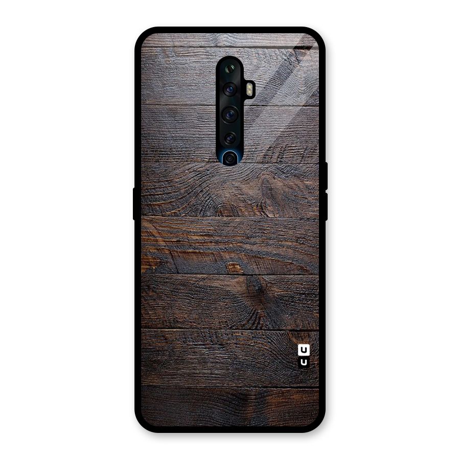 Dark Wood Printed Glass Back Case for Oppo Reno2 F