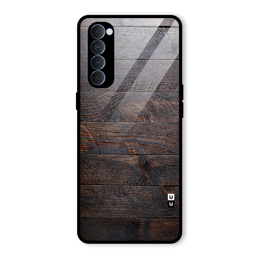 Dark Wood Printed Glass Back Case for Oppo Reno4 Pro