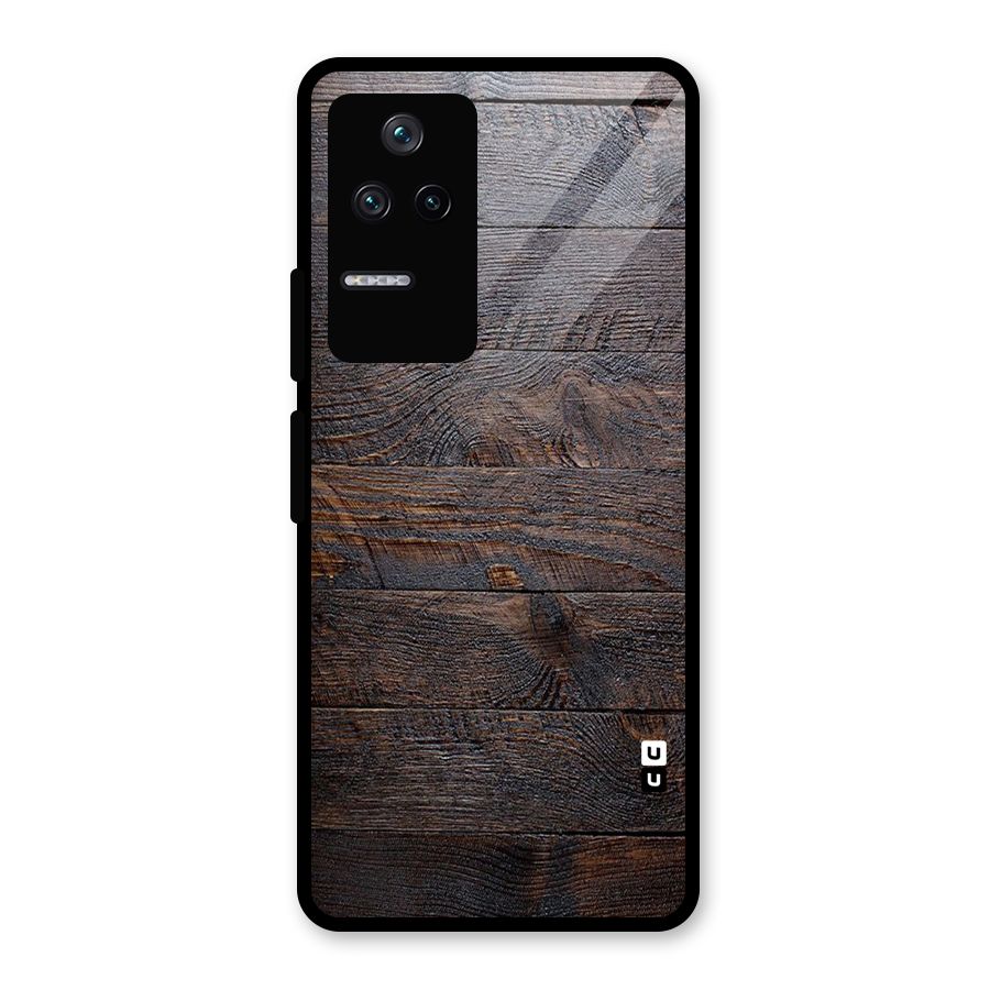 Dark Wood Printed Glass Back Case for Poco F4 5G