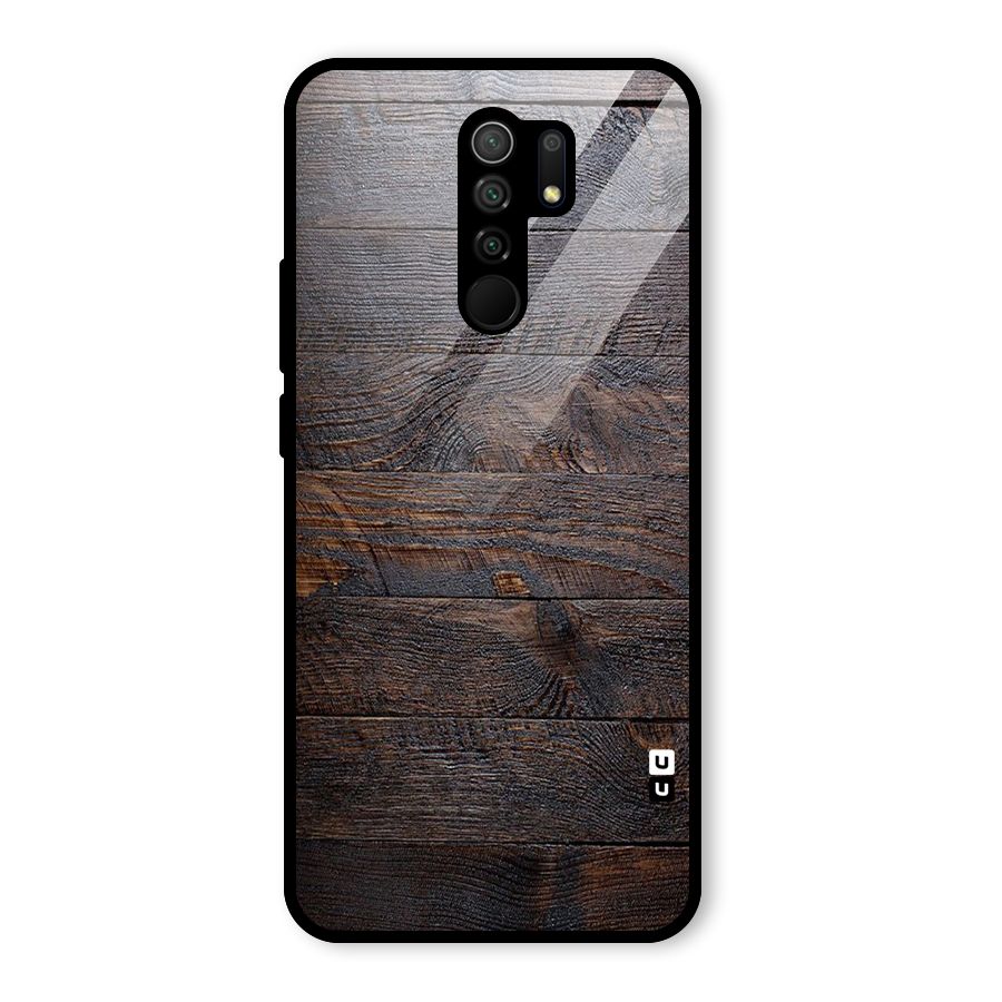 Dark Wood Printed Glass Back Case for Poco M2